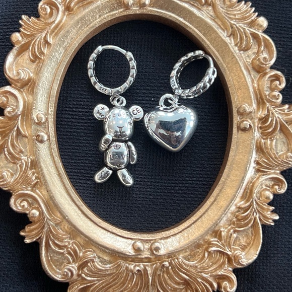 Love & Peace Harmony: Mismatched Silver Earrings - Picture 8 of 8